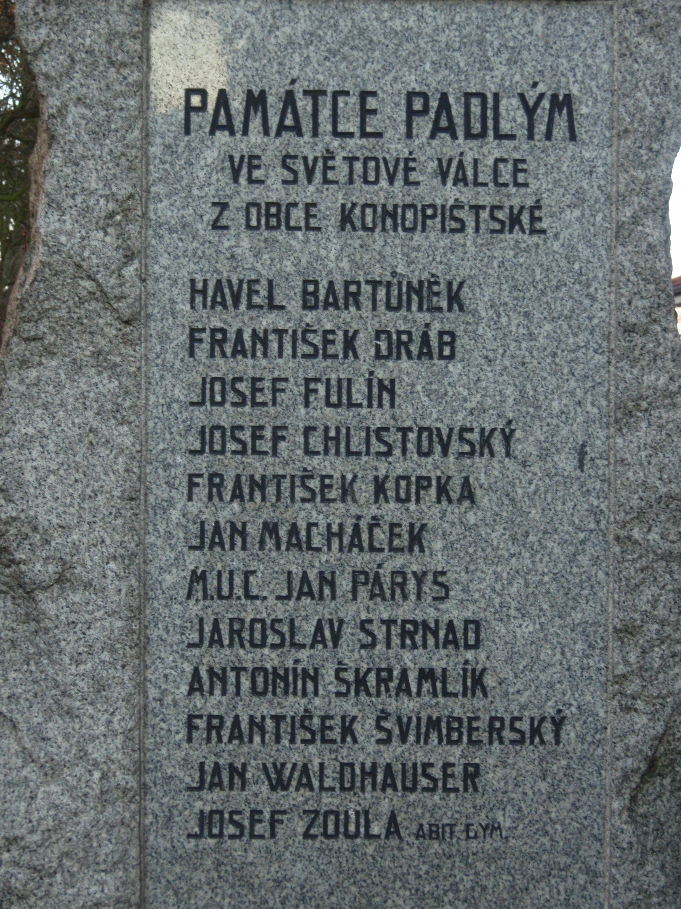 Chlístov - detail pomníku