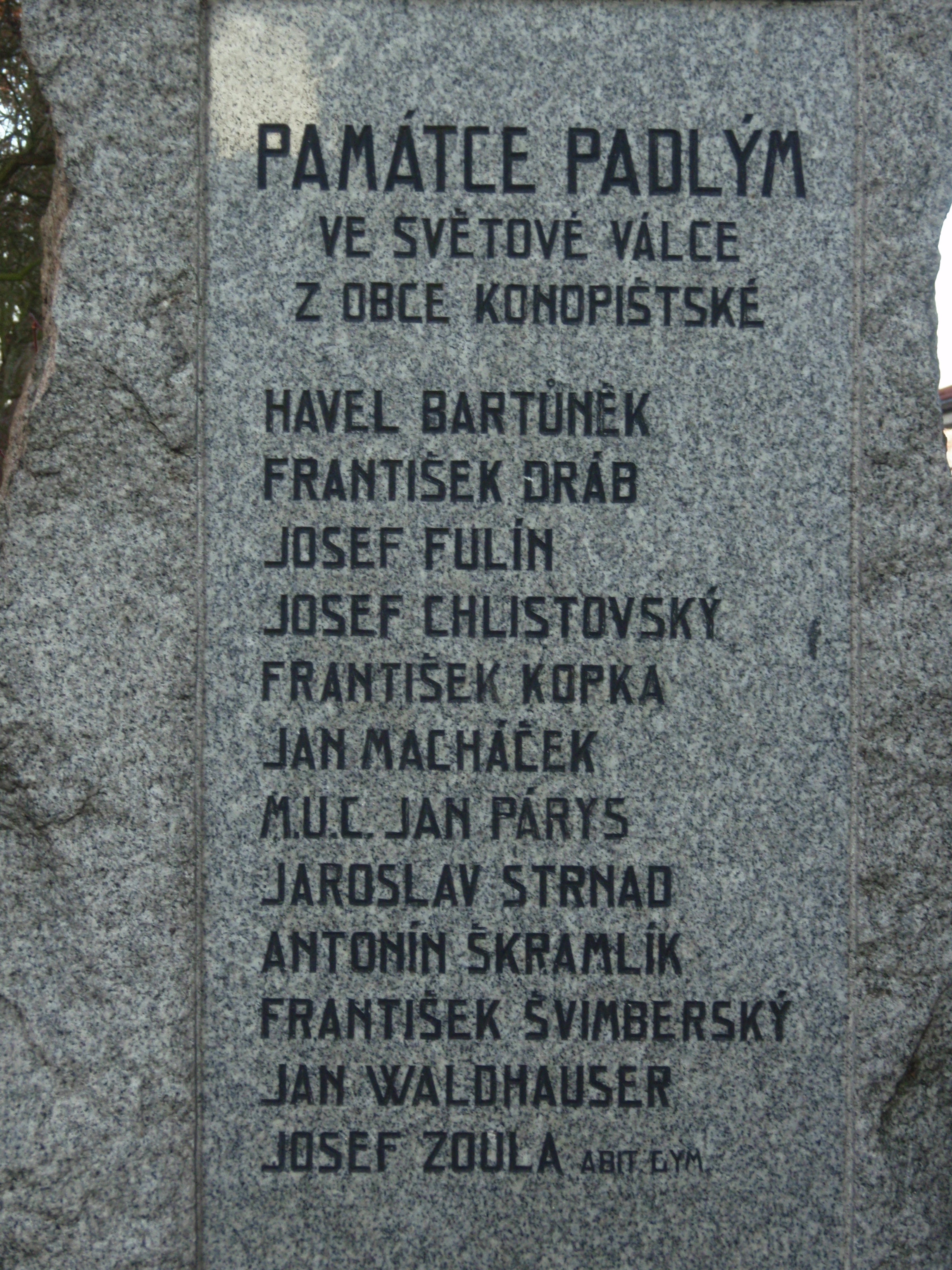 Chlístov - detail pomníku