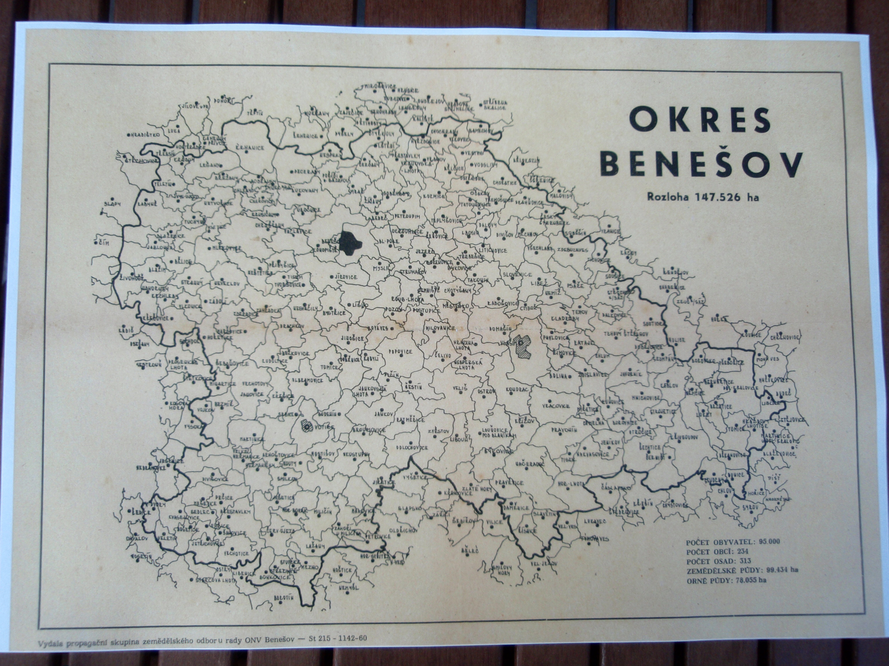 Okres Benešov v roce 1960