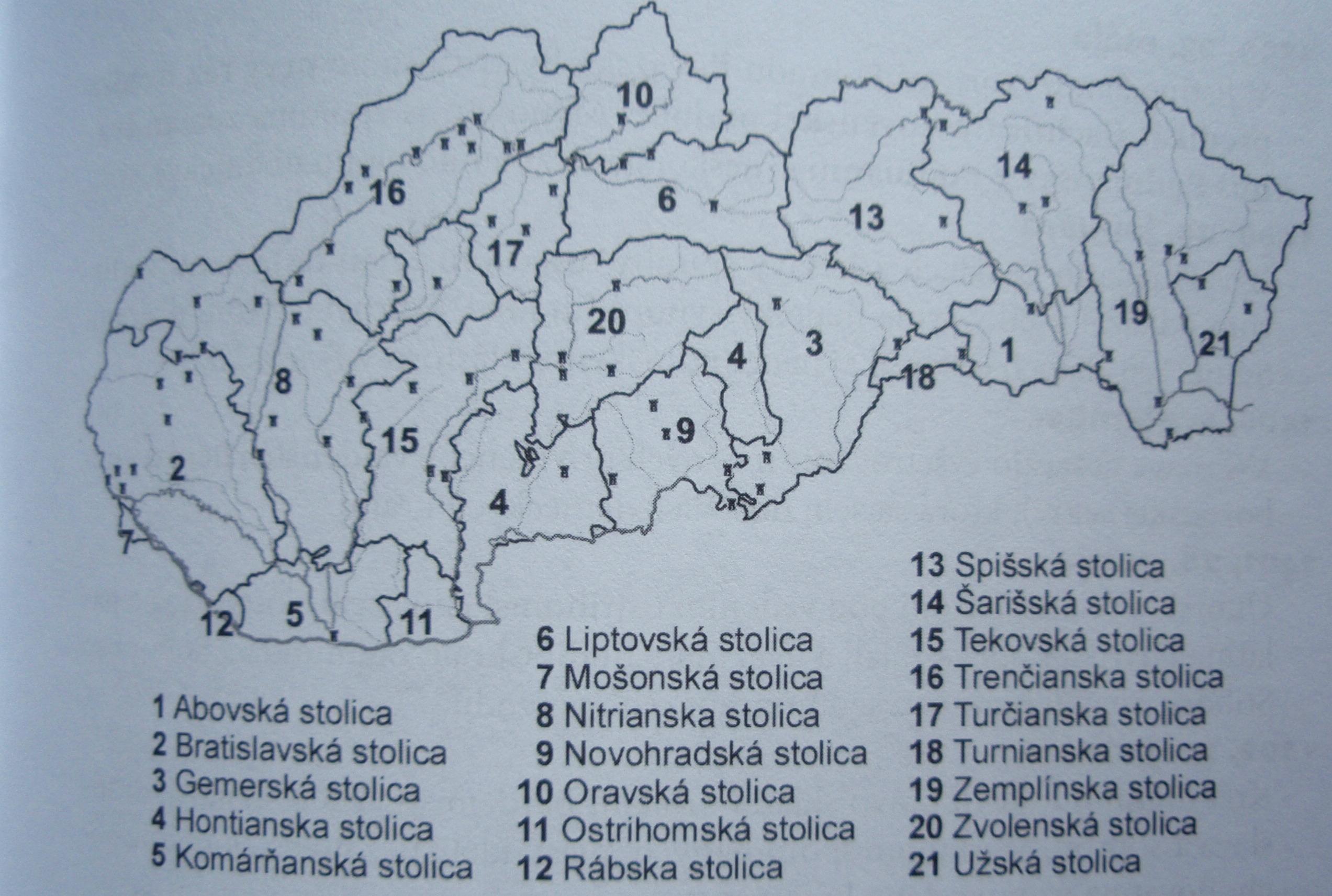 Slovensko - stolice a hrady ve 14. století