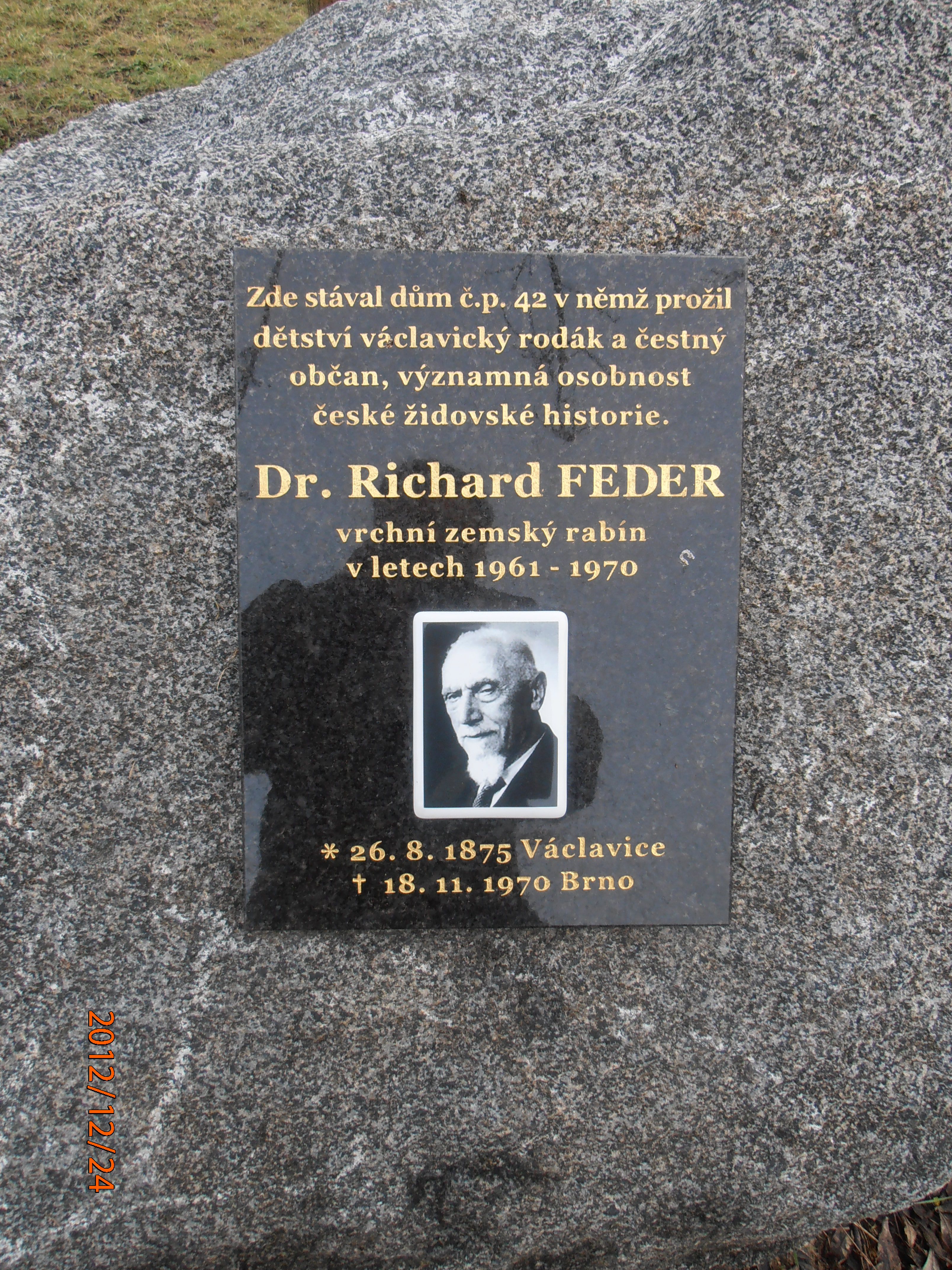 Václavice - pamětní deska, Dr. Feder 4