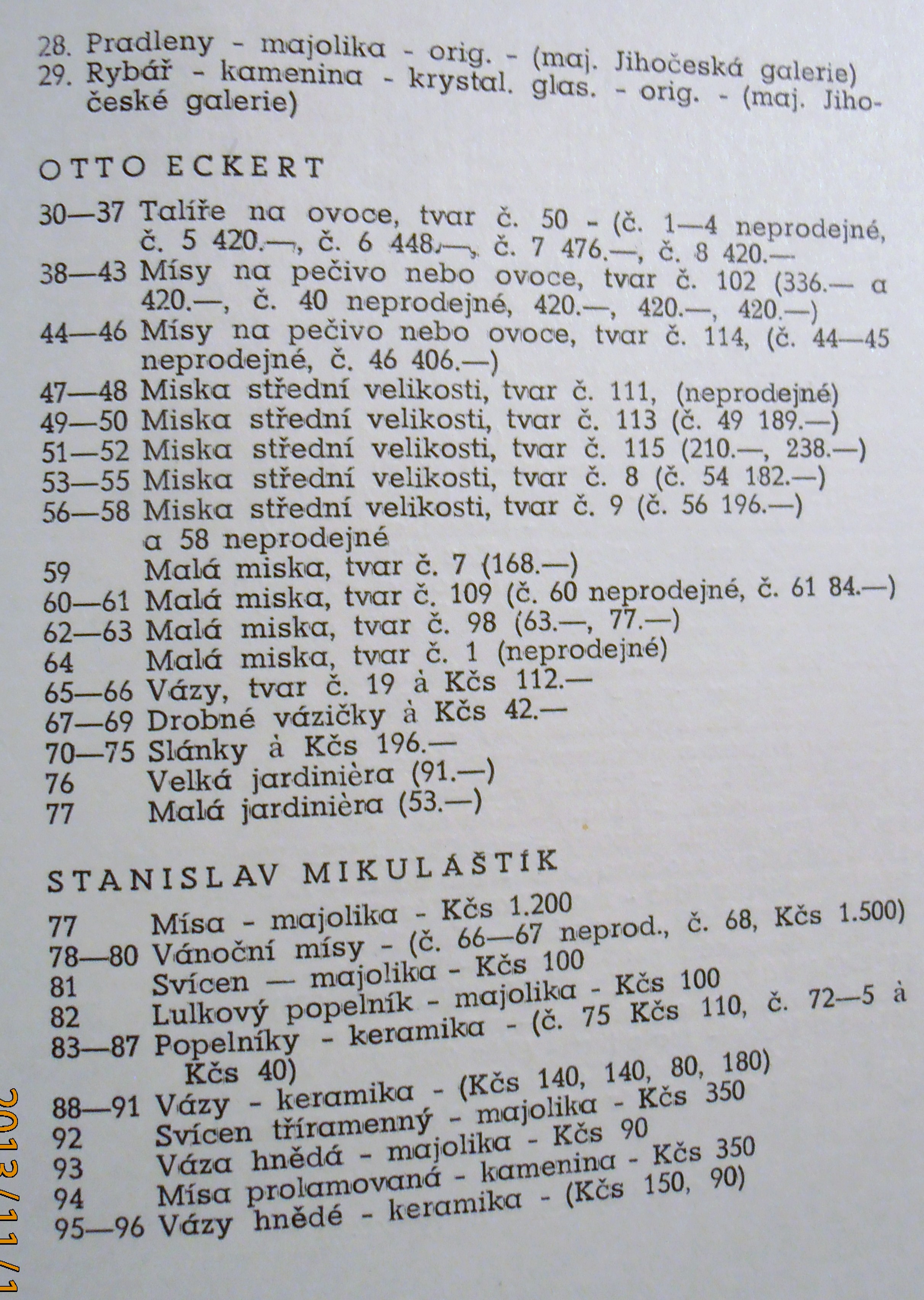 Keramické práce-E. Dobiáše, O. Eckerta, St. Mikuláštíka 20